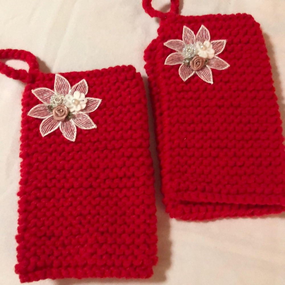 Brand New Heavy Duty Hand Knitted Two Potholders.